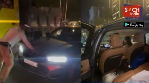 BMW ने बाईक-कारला धडक, वाहतूक पोलिसाच्या अंगावर गाडी घालण्याचा प्रयत्न, जुहूतील महिलेची अरेरावी कॅमेरात कैद